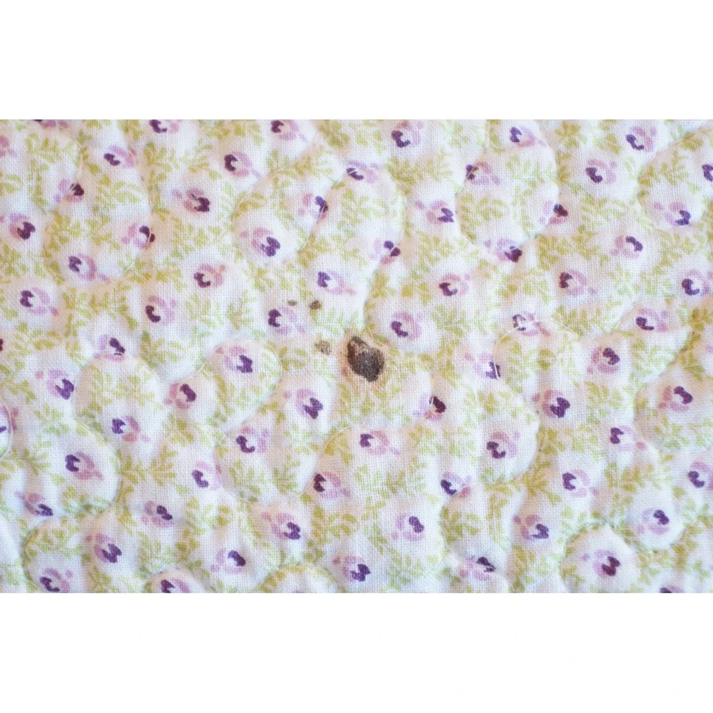 GC Laura Ashley Floral Quilt Cream Purple Green Cottagecore Throw Blanket‎